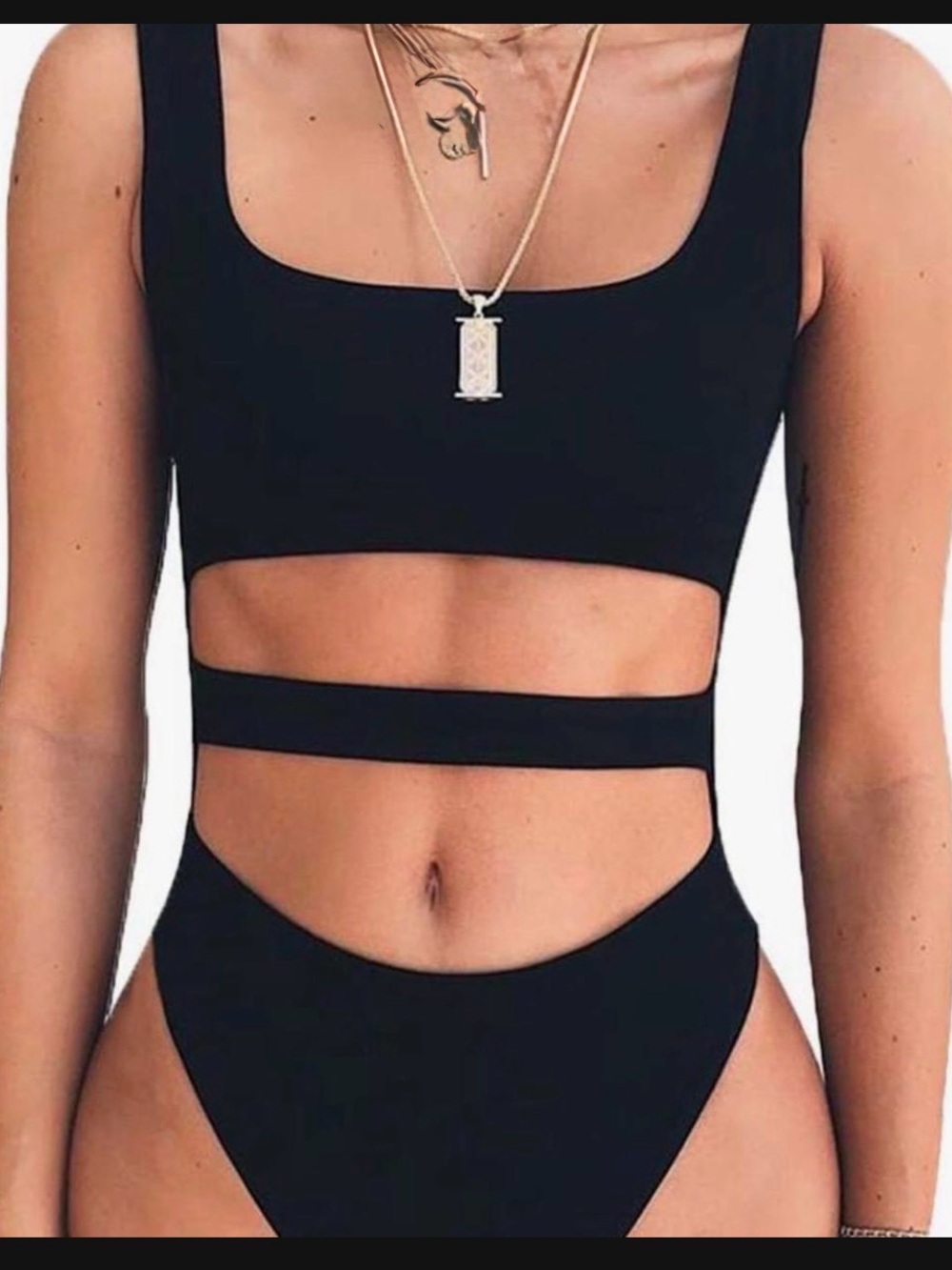 Women's Black Cutout One-Piece Bodysuit